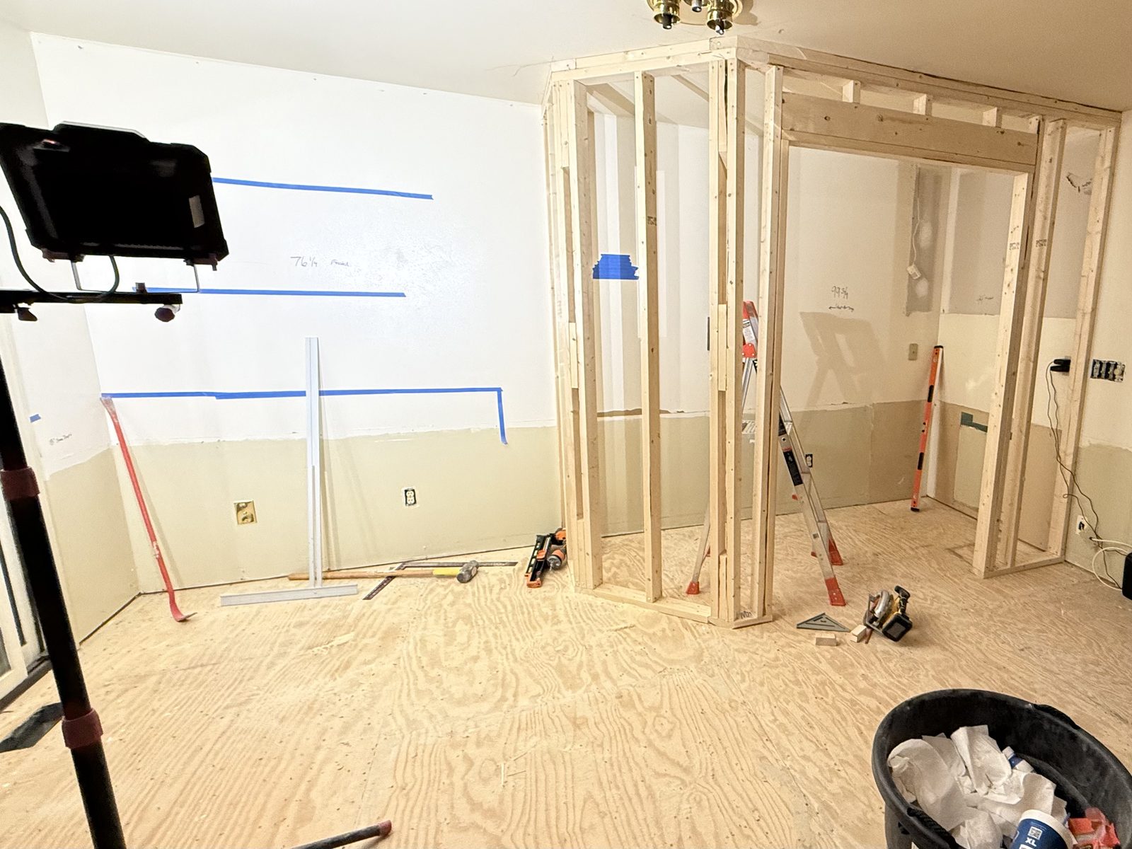 Pantry and coffee bar addition, framing in progress